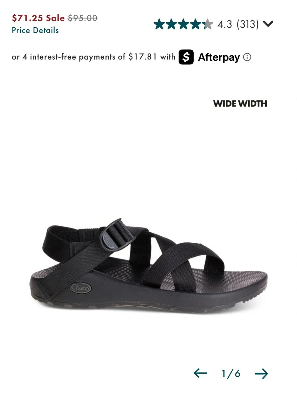 Chaco Men's Black Adjustable Strappy Sandals